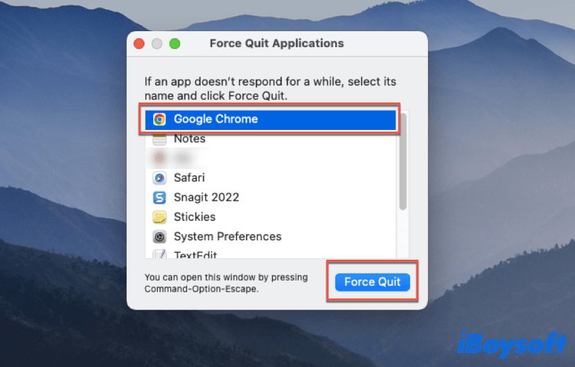 force quit Google Chrome on Mac