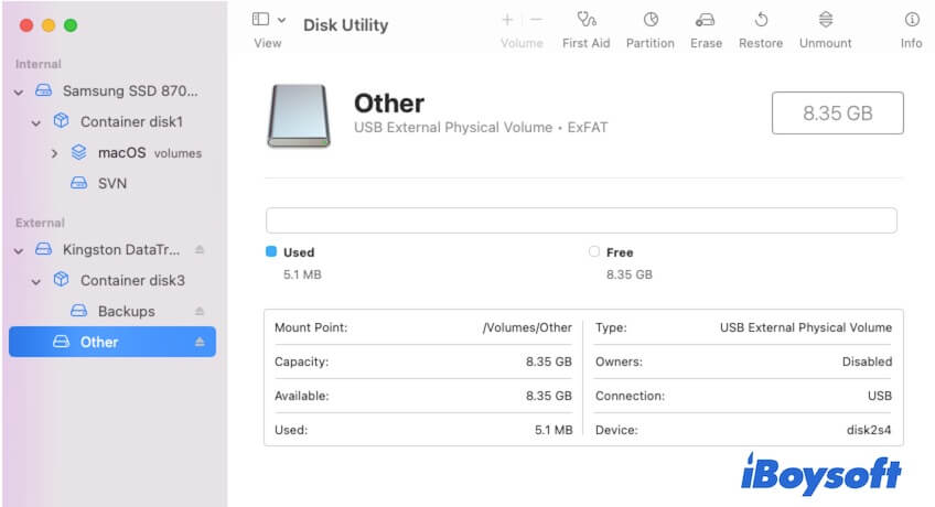 another volume on the backup disk