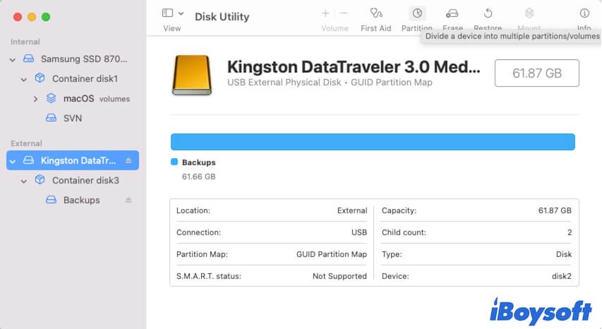 partition Time Machine disk