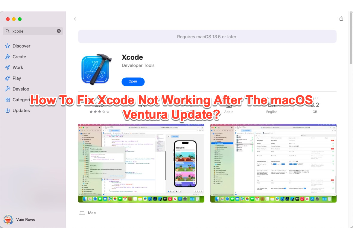 como corrigir o Xcode após a atualização do macOS Ventura