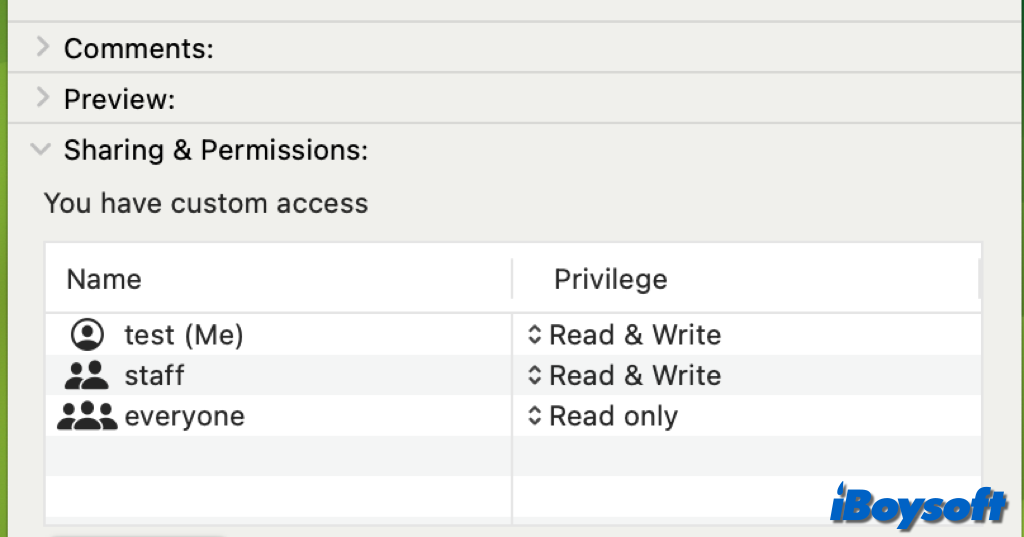 change drive permission on mac