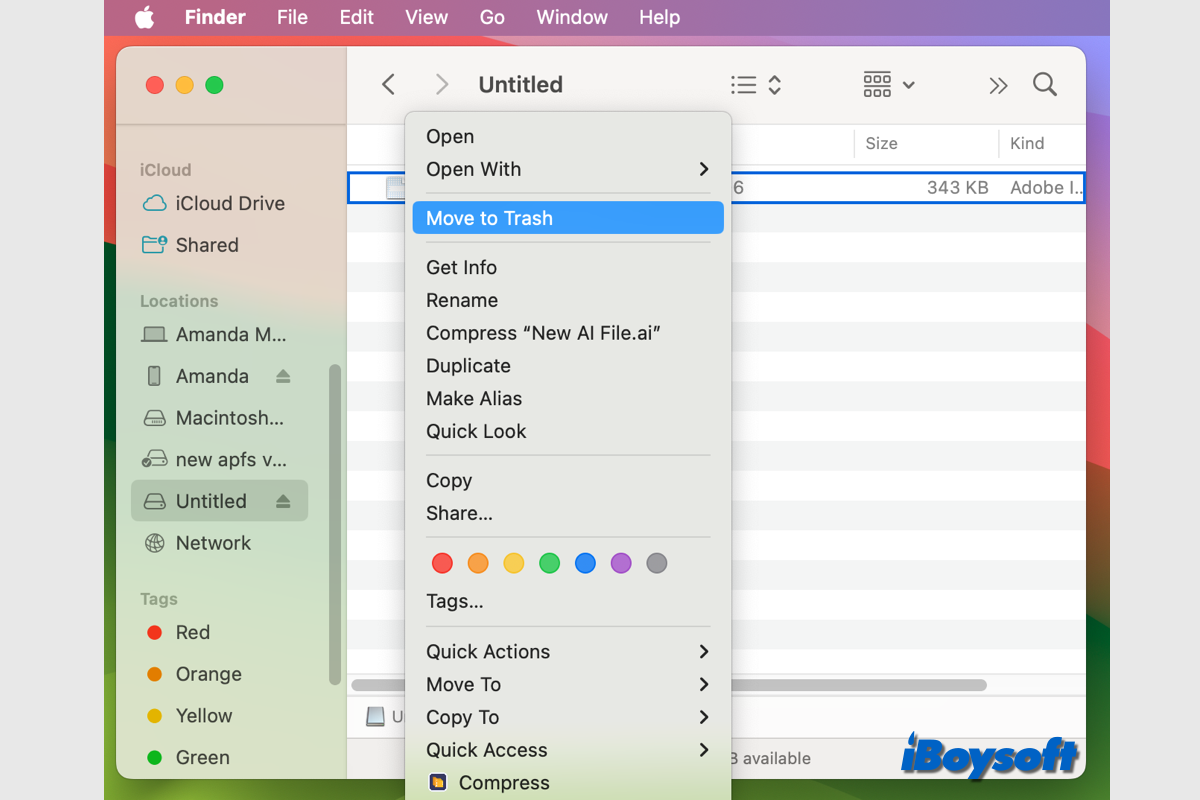 cant delete files from usb on mac