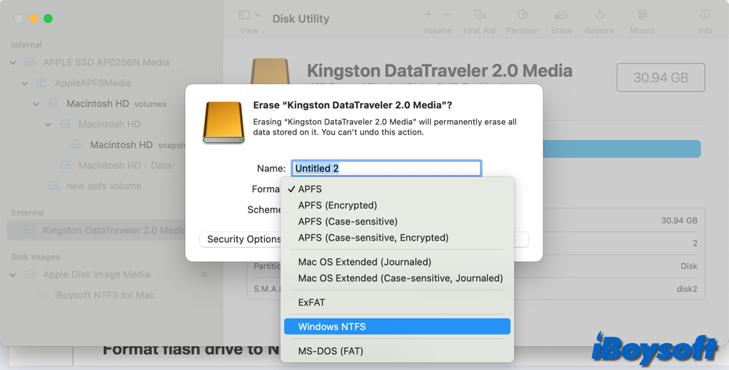 format drive to ntfs using disk utility