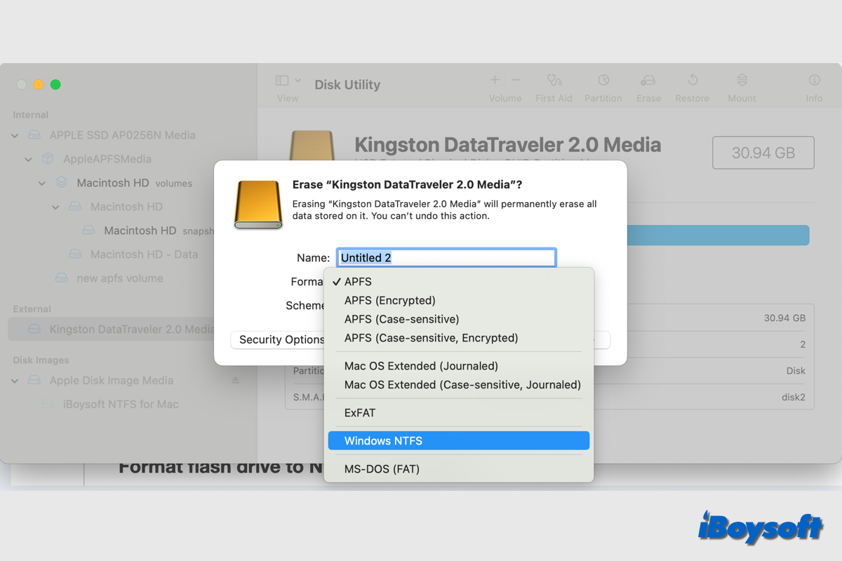 formatar unidade flash para ntfs no mac