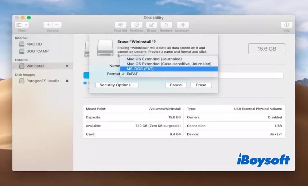formatar ntfs para fat32 exfat