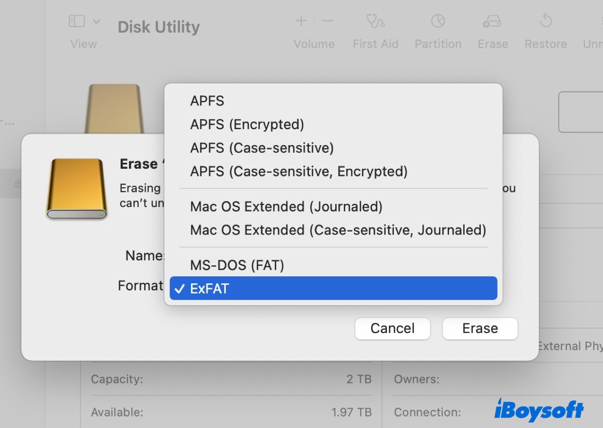 Disk UtilityでNTFSが使用できない