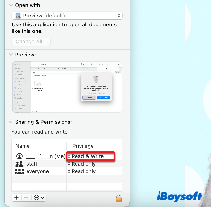 Changer les permissions en lecture et écriture