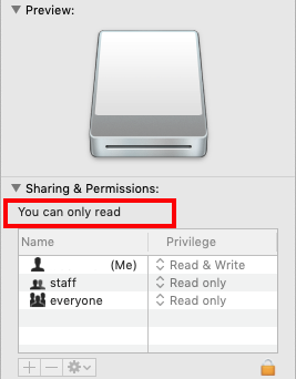 Macで外部ハードディスクを書き込み不可