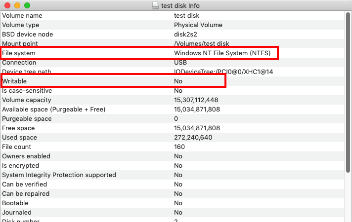 disco duro externo no es escribible en Mac