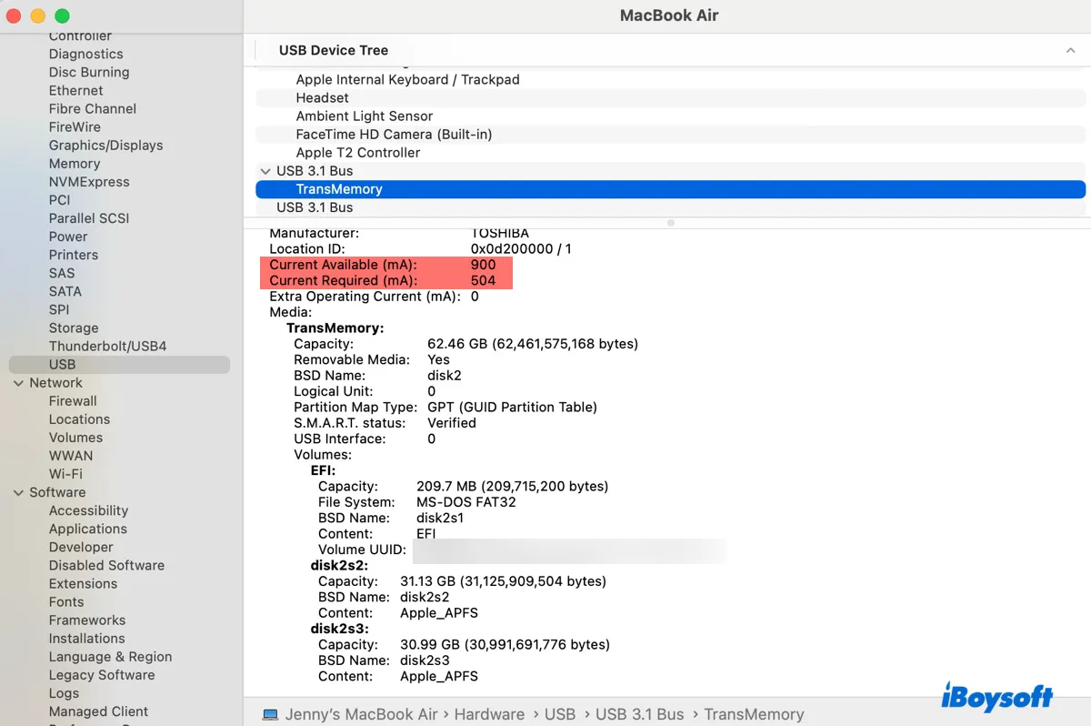 Check if the NTFS drive is detected on Mac
