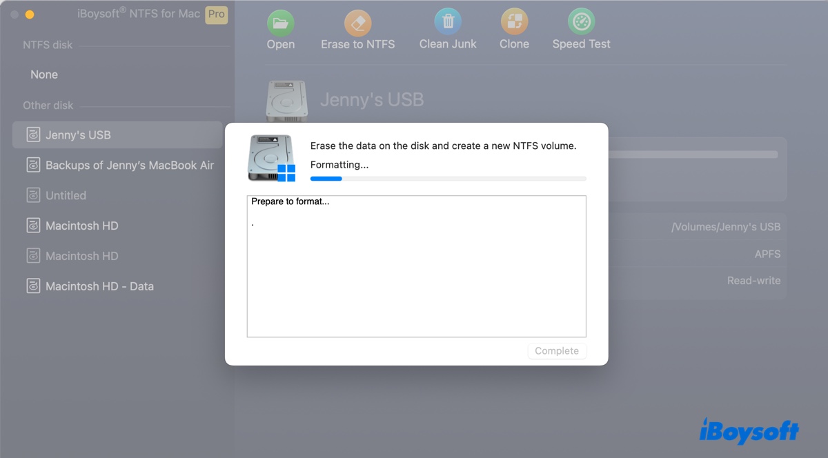Nicht eingehängte NTFS-Externe Laufwerke auf dem Mac löschen
