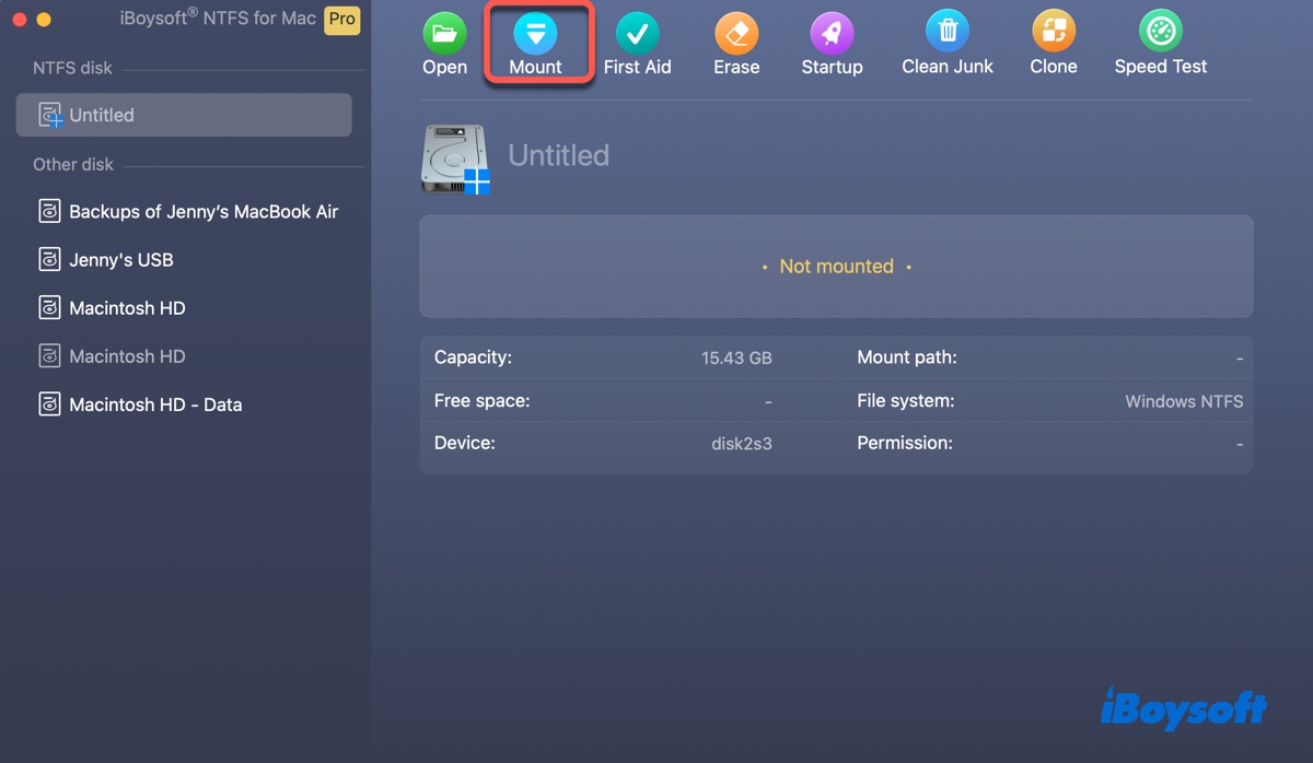 Nicht einhängbare NTFS-Externe Laufwerke auf Mac einhängen