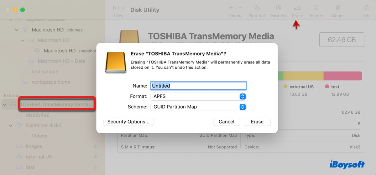 Formater le disque NTFS sur un Mac M1