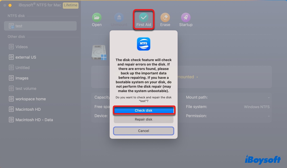 Réparer un lecteur NTFS sur un Mac M1