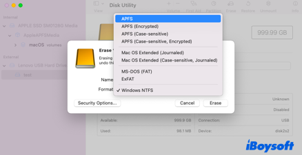 Formatear unidad NTFS a sistema de archivos APFS en macOS Ventura