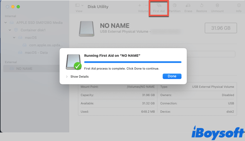 résoudre le problème de lecteur USB en lecture seule sur Mac avec Premiers Secours