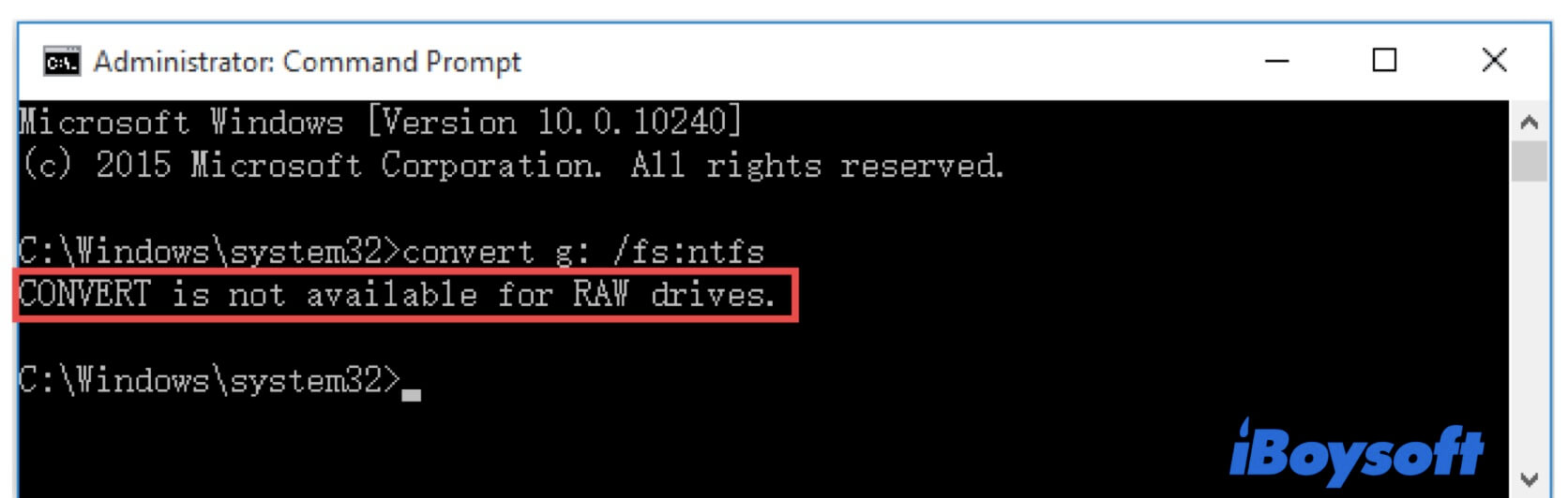 Convert is not available for RAW drives