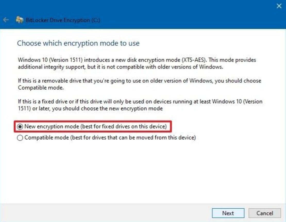 choose an encryption mode