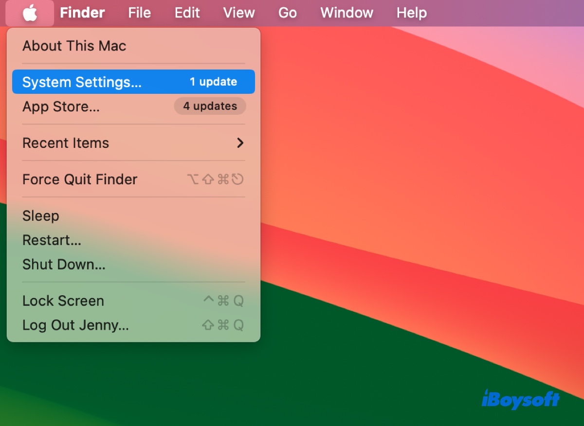 Open System Settings on Mac