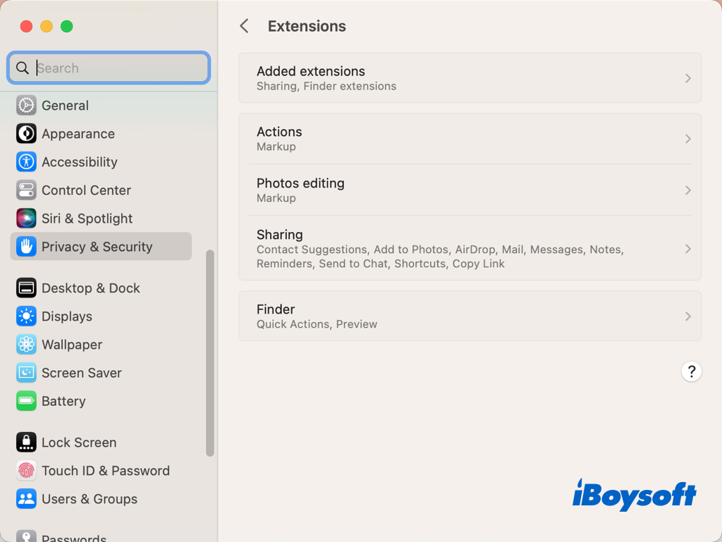 reenable finder extensions