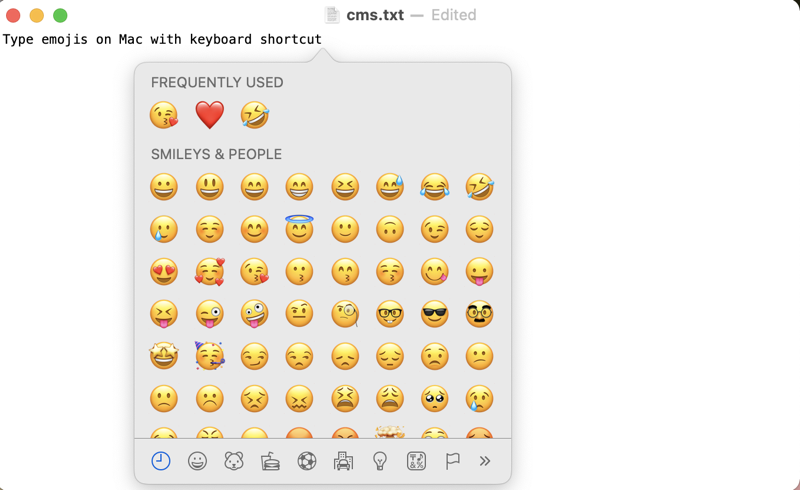 Use emojis on Mac with keyboard shortcut