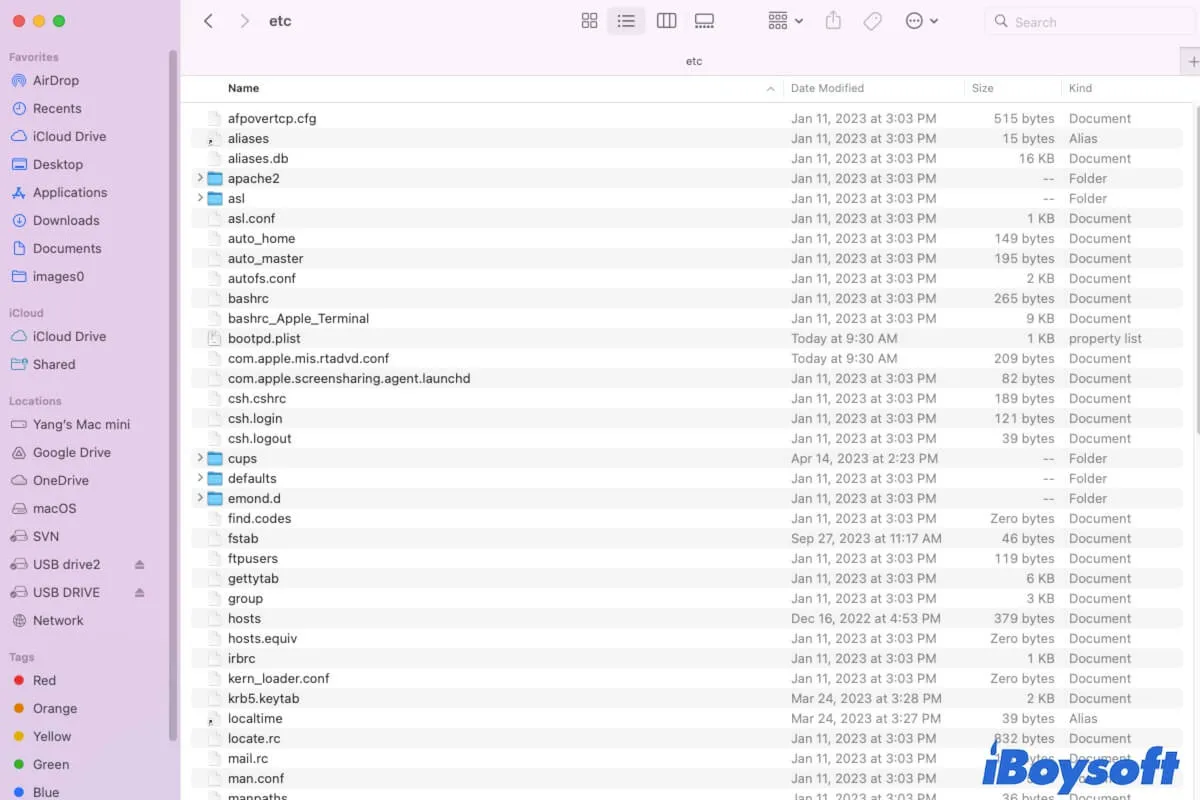 etc folder on Mac