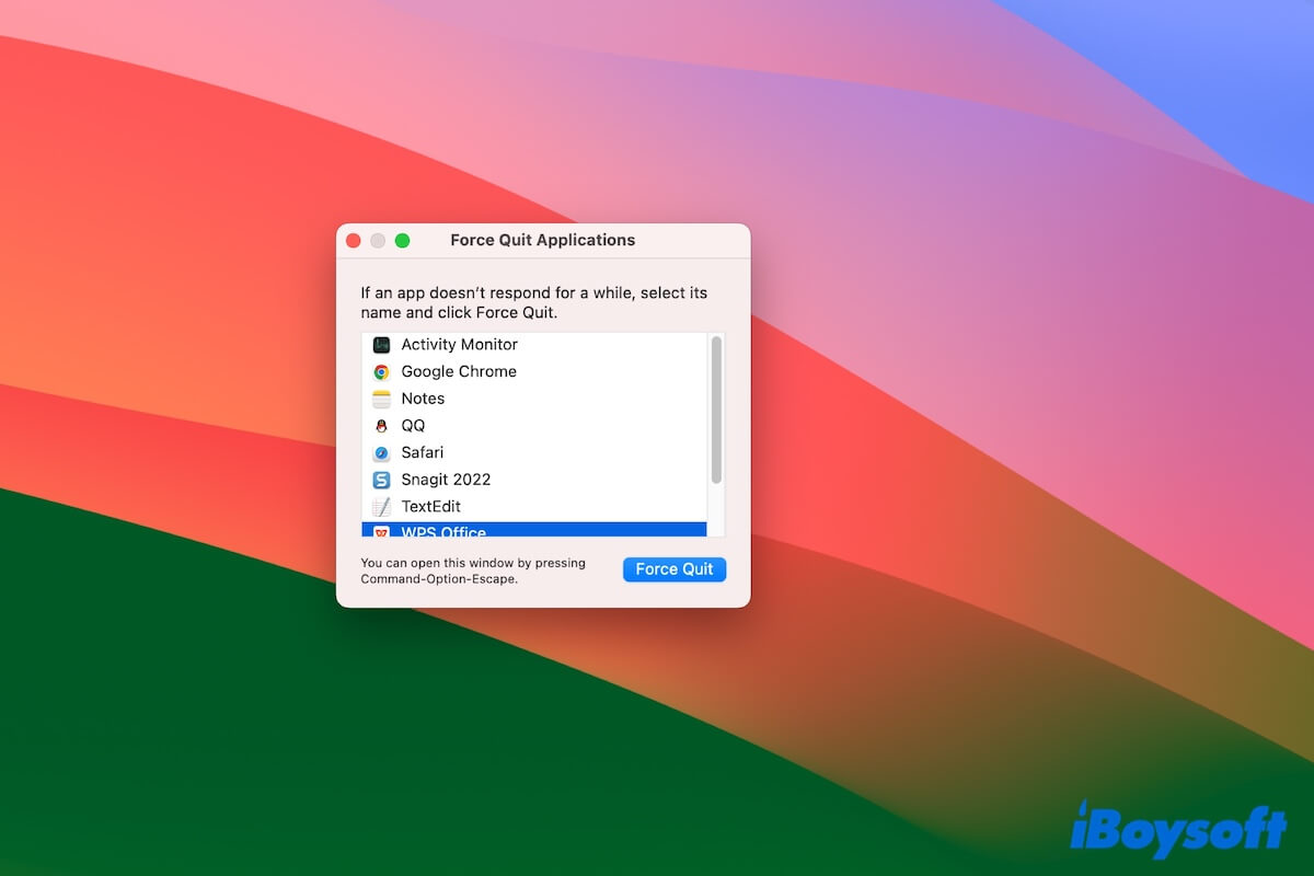touches de forcer la quitter sur Mac