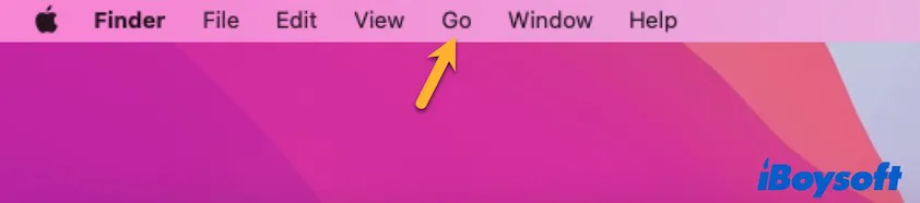 menu Go Finder sur Mac