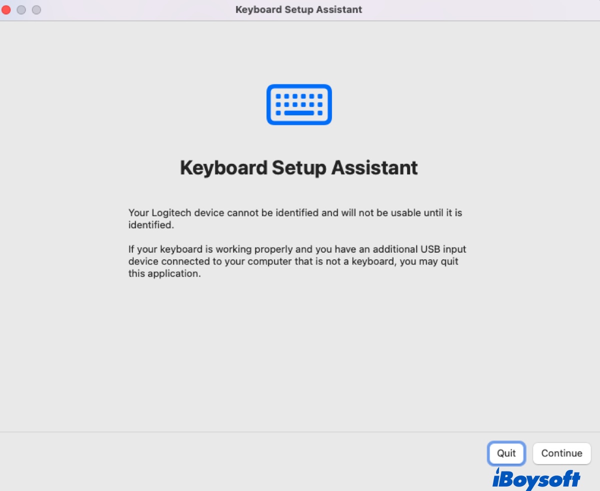 Continue with Keyboard Setup Assistant on Mac