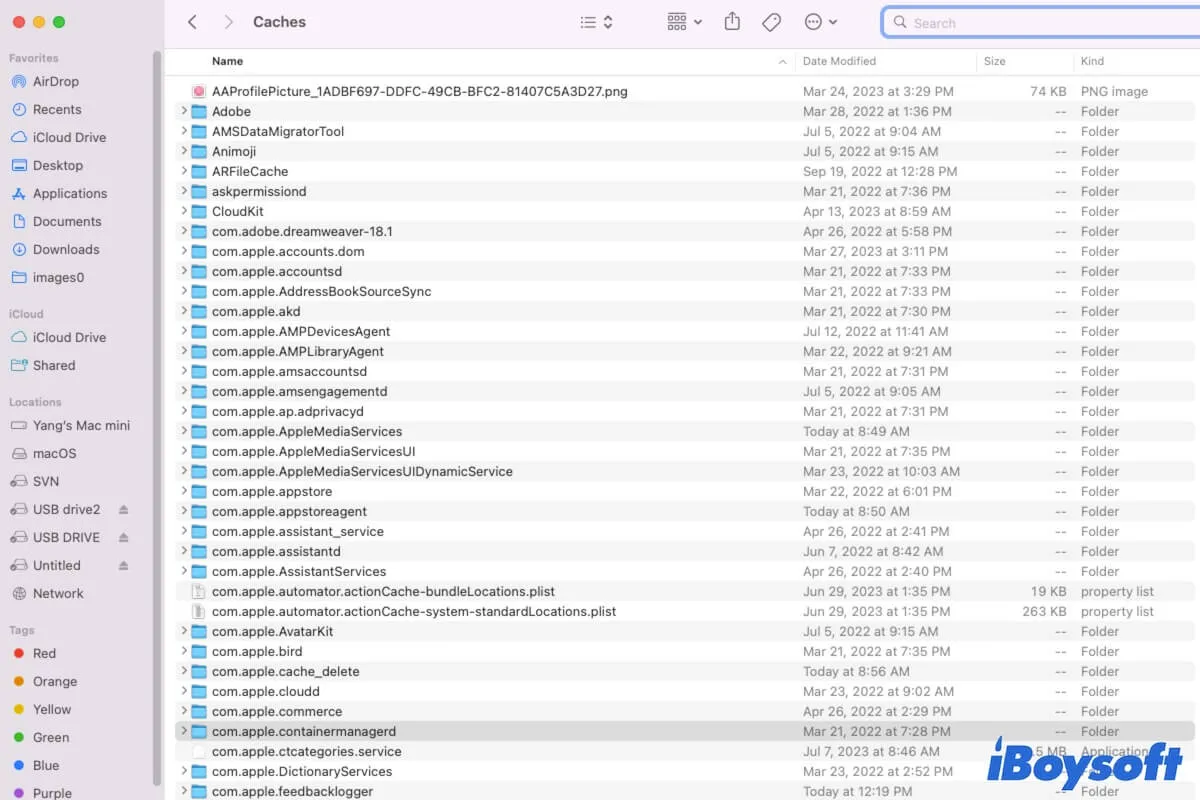 Library Caches folder on Mac