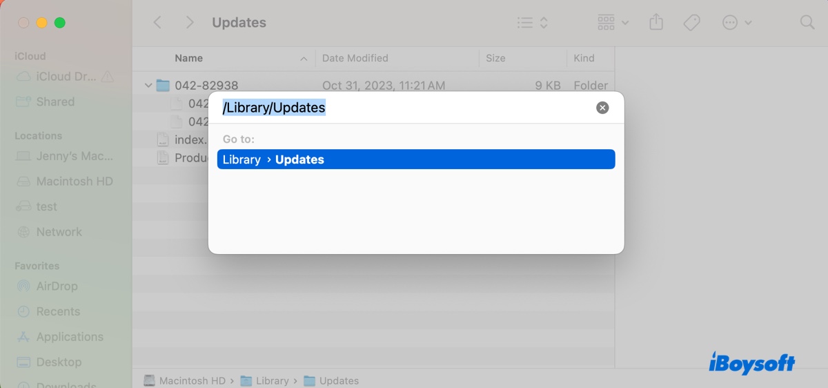 How to acces Library Updates folder on Mac