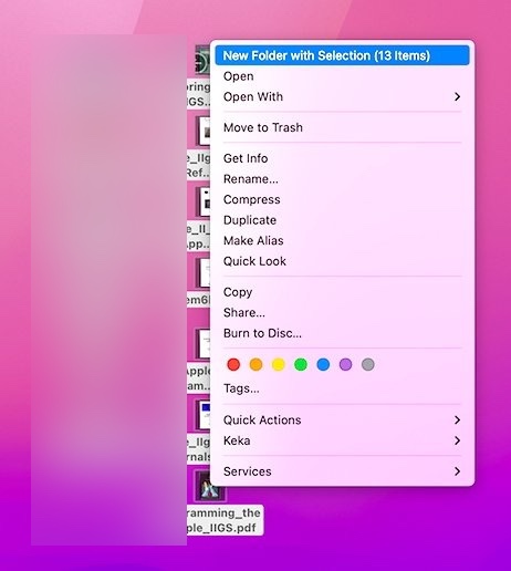 how to use New Folder With Selection on Mac