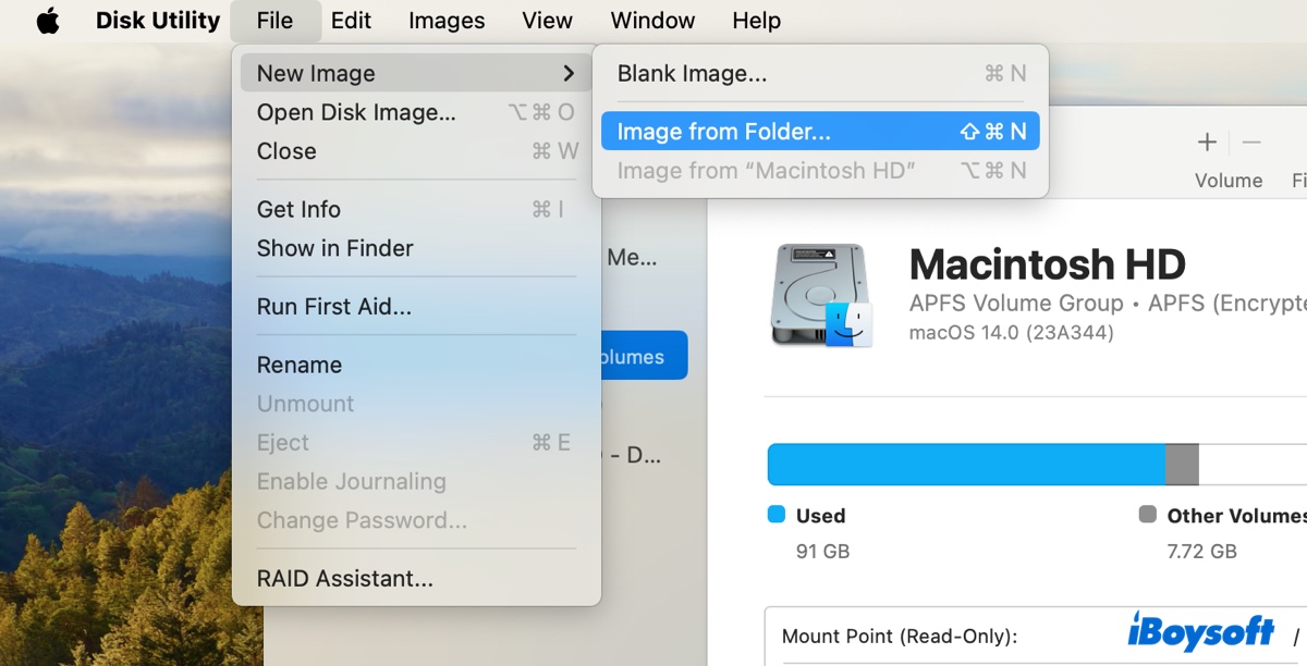 Create a new disk image for macOS Catalina
