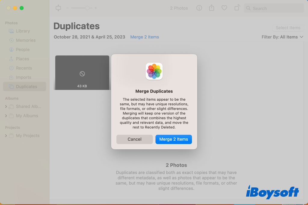 Duplikate von Fotos auf dem Mac zusammenführen