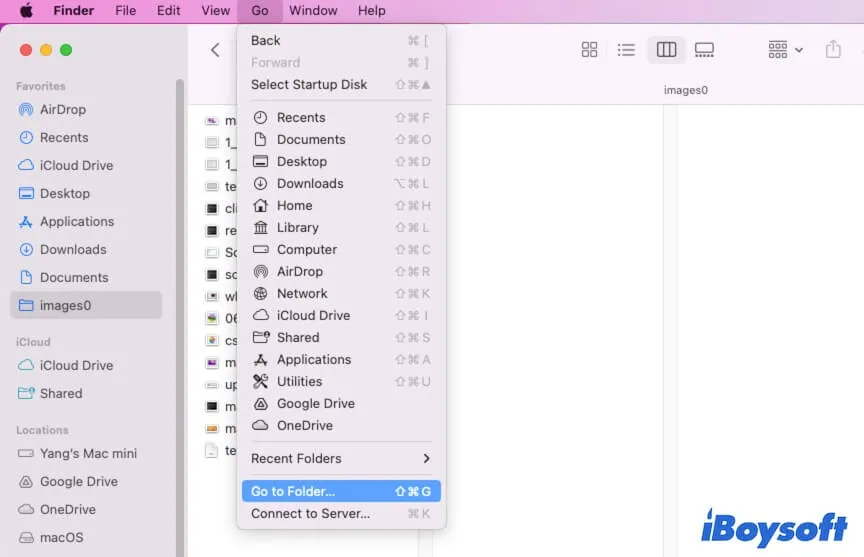 open Go to Folder in Mac Finder
