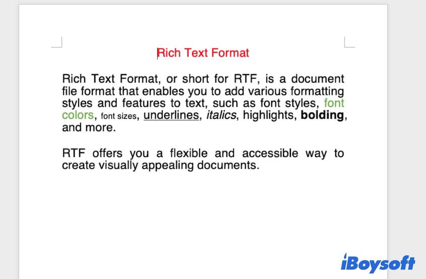 Rich Text Format Beispiel