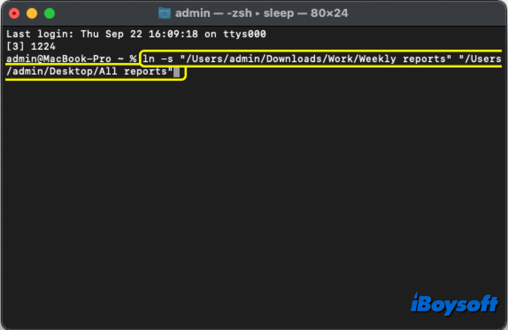 créer un lien symbolique avec le terminal