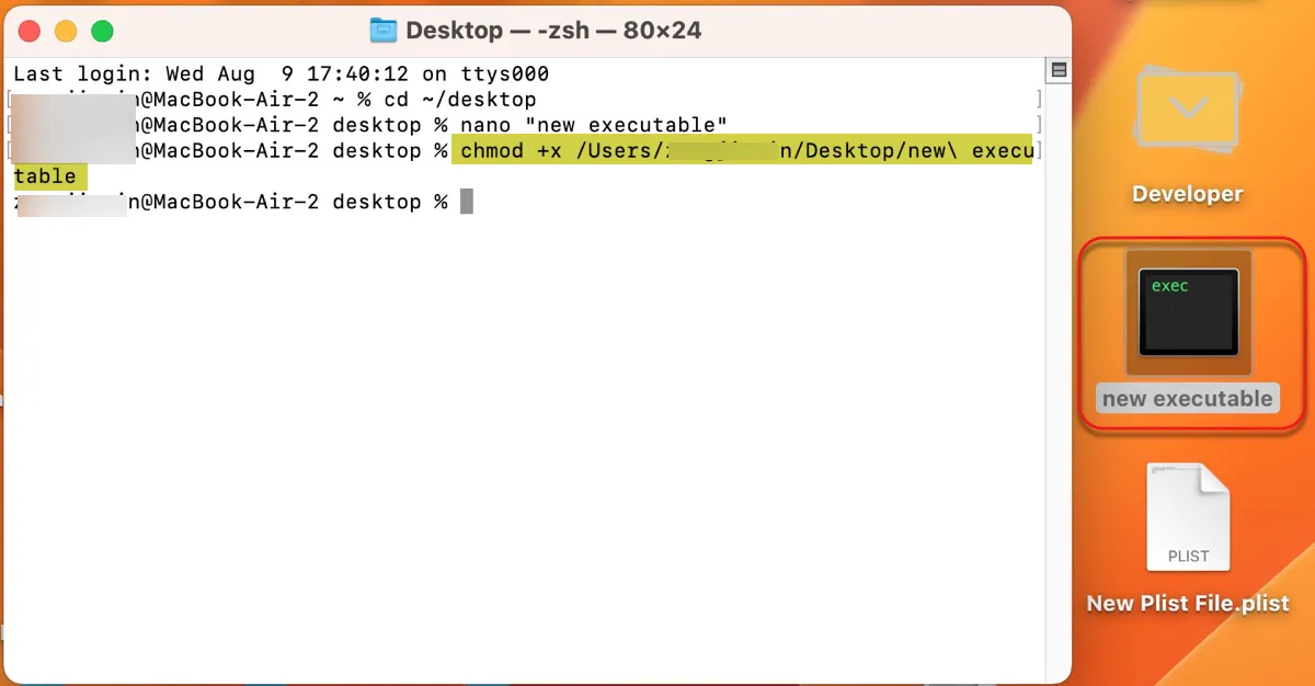 Ändern von Text in eine Unix Executable Datei auf Mac