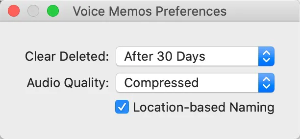 Voice Memos Preferences