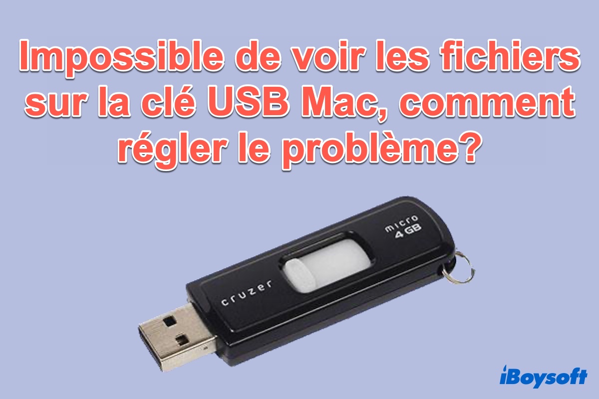 résoudre Impossible de voir les fichiers sur la clé USB Mac
