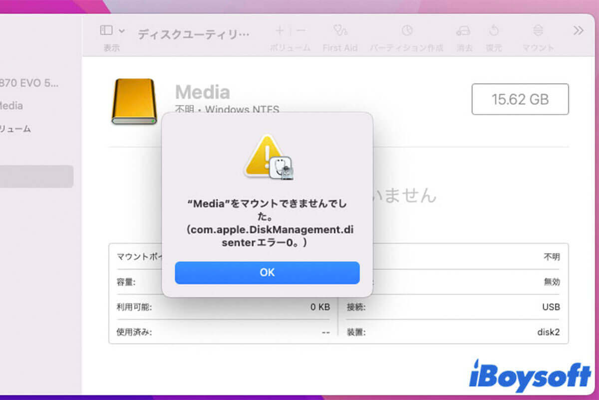 デイスクマウントできませんんでしたerror0