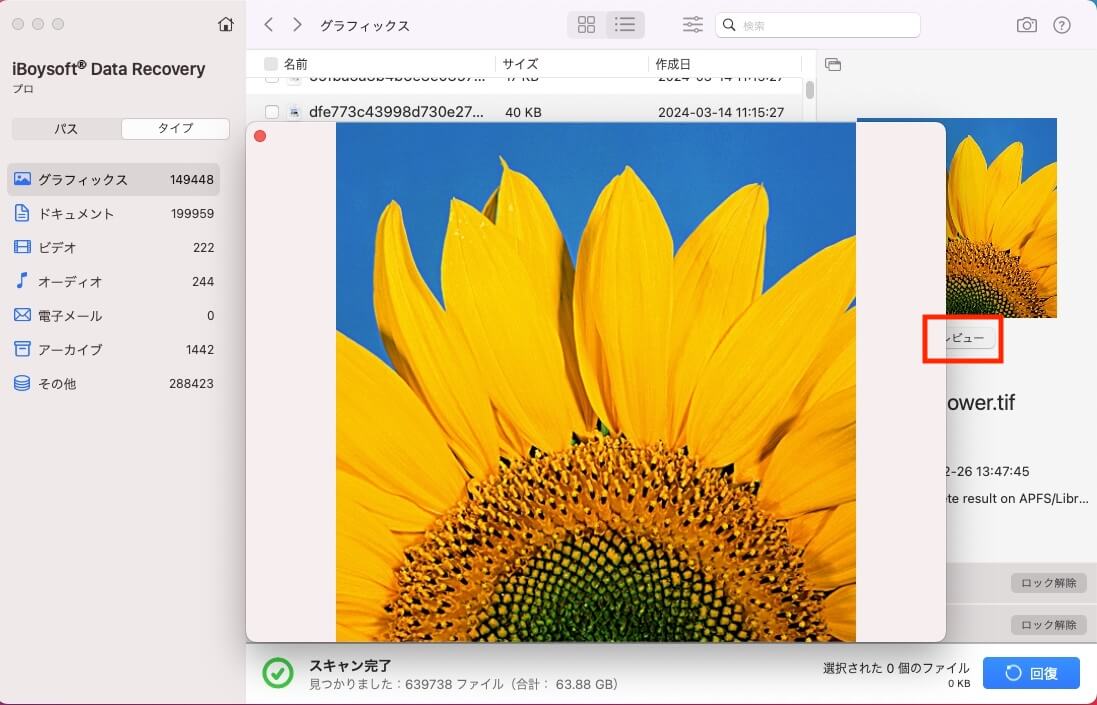 スキャン結果をプレビューできる