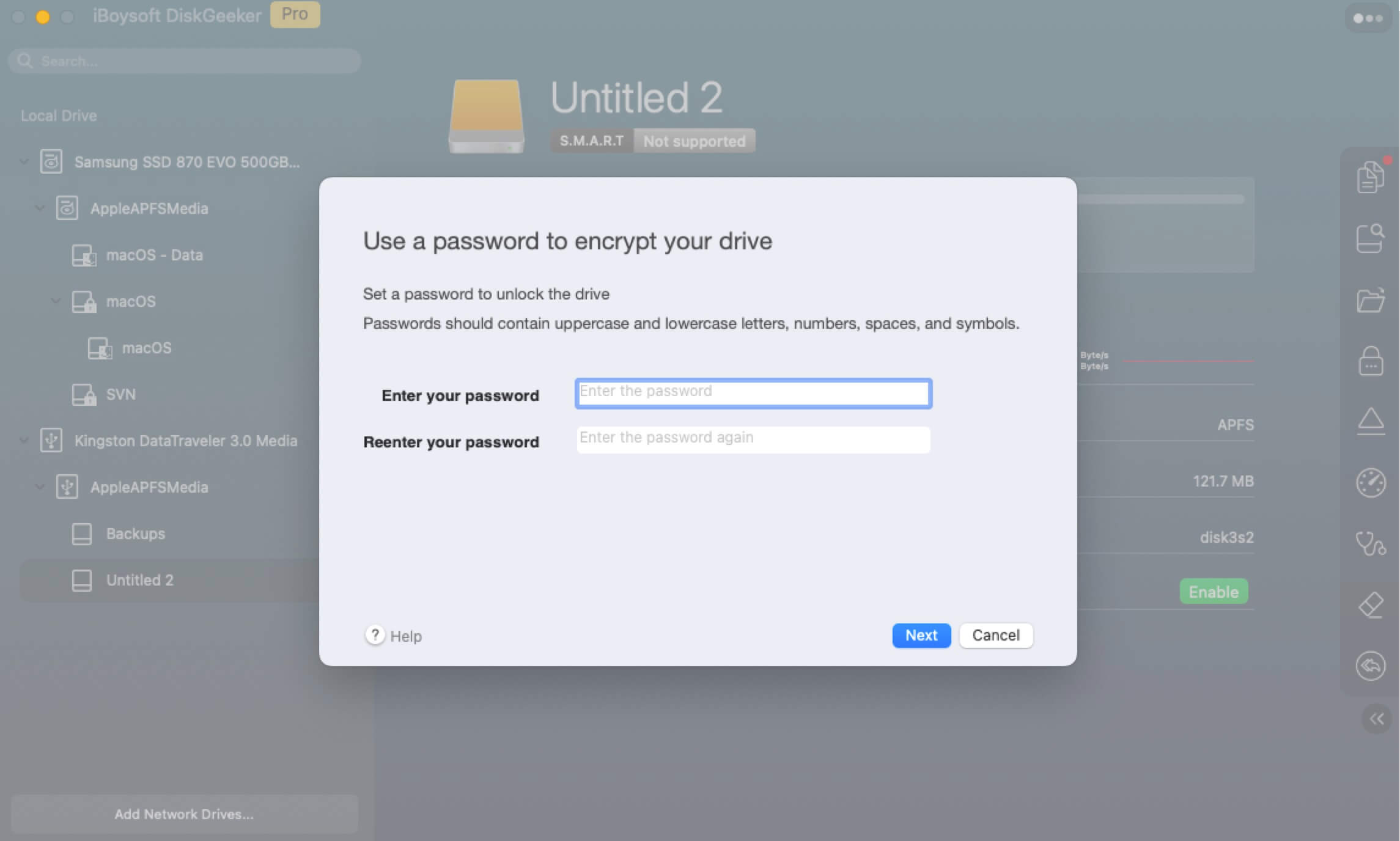 Passwort eingeben, um Festplatte zu verschlüsseln
