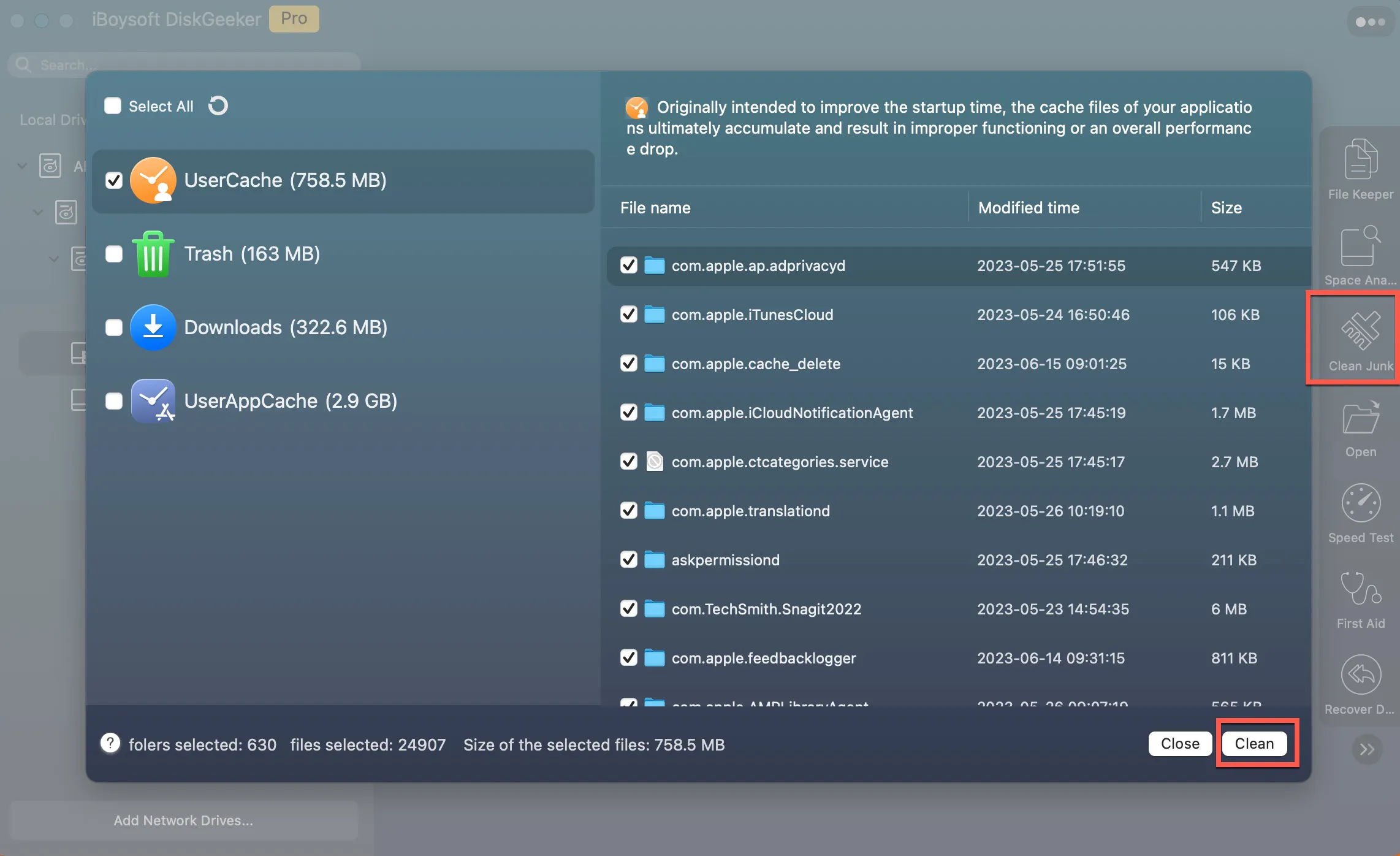 clean junk files on Mac