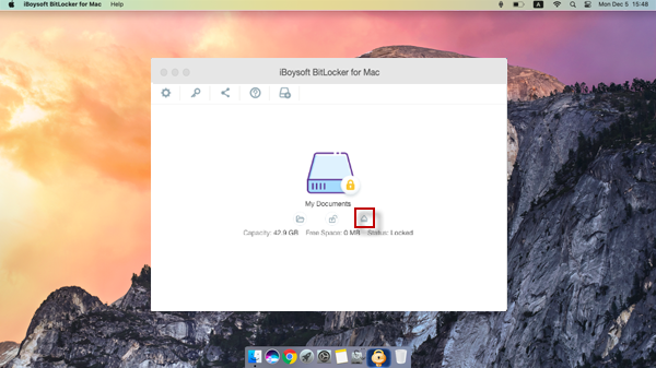Ejetar drive BitLocker criptografado no iBoysoft BitLocker para Mac