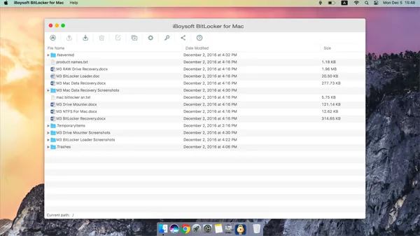 MacでBitLocker暗号化されたドライブのファイルを表示