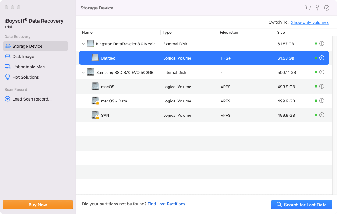 complete result from internal disk
