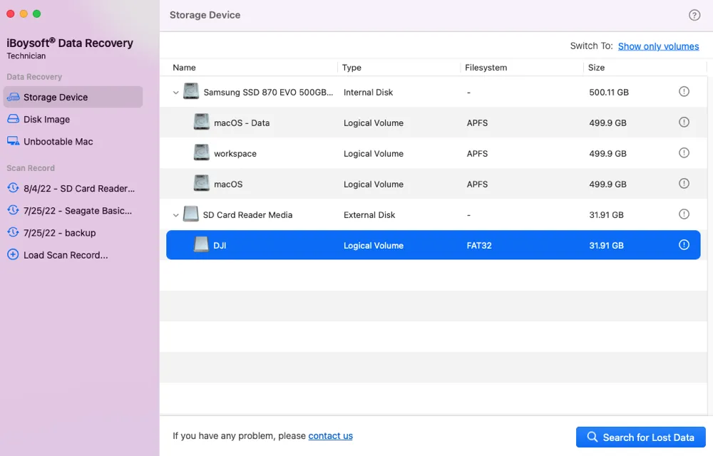 recuperar archivos GoPro eliminados con iBoysoft Data Recovery