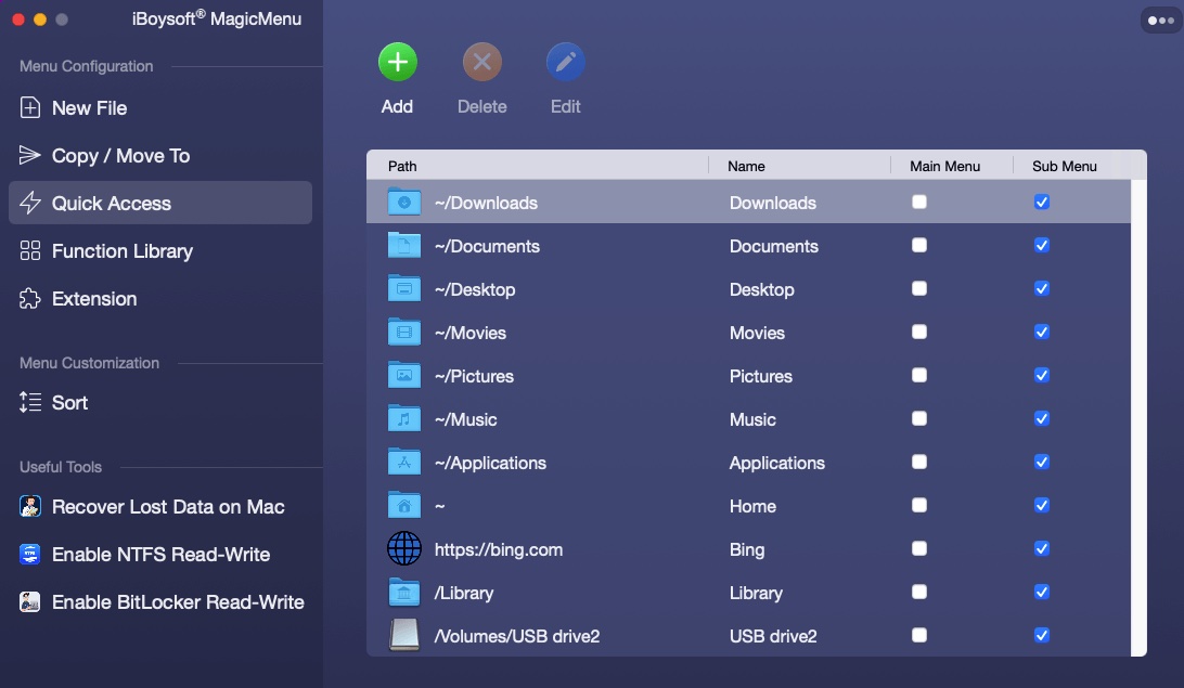Elemente zu Kontextmenü für Schnellzugriff hinzufügen