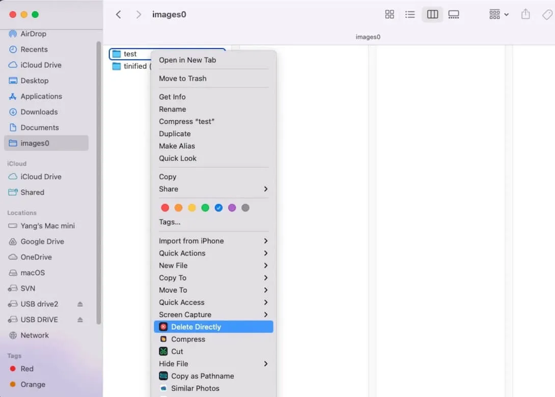 right click to select Delete Directly